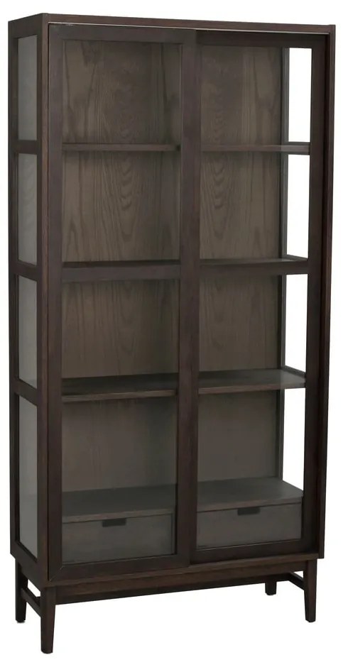 Hnedá vitrína v dekore duba s posuvnými dverami 100x203 cm Hazelton – Rowico