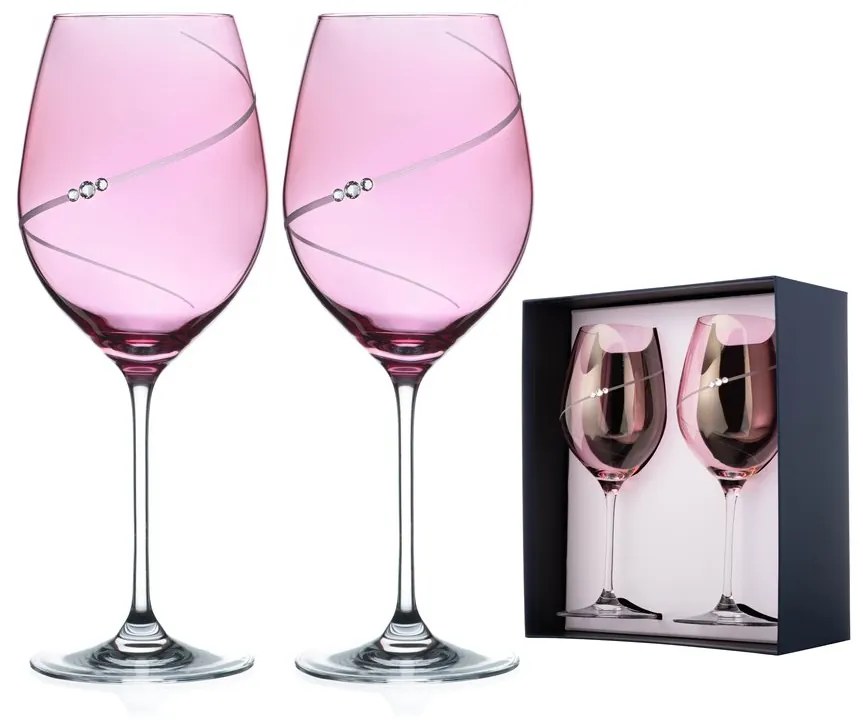 Diamante poháre na červené víno Silhouette City Pink s kryštály Swarovski 470 ml 2KS