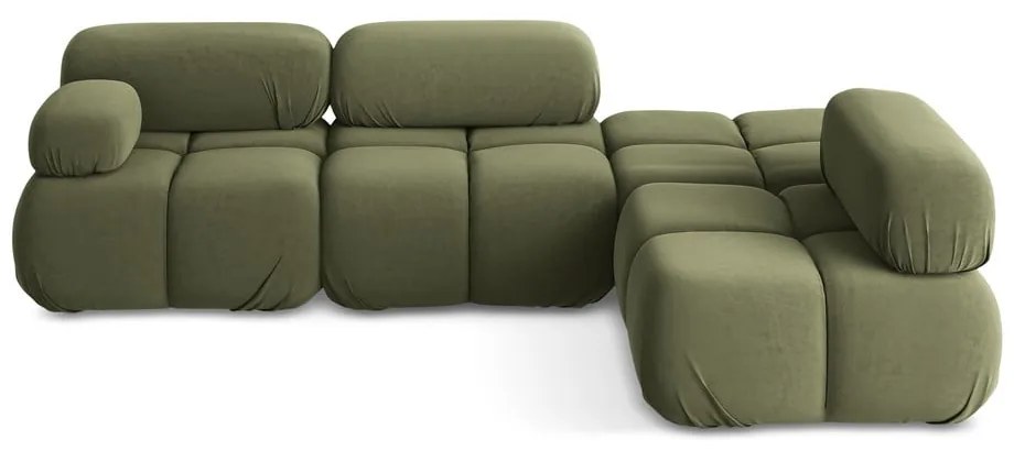 Svetlozelená zamatová modulárna rohová pohovka (pravý roh) Lokua – Makamii