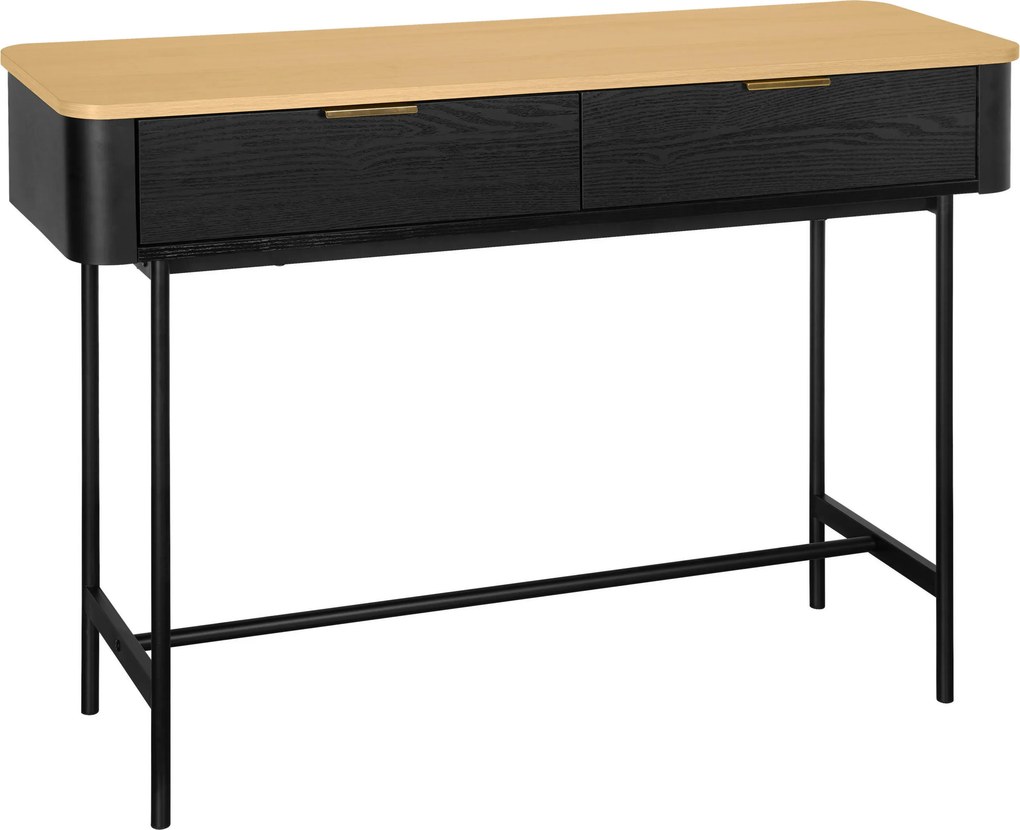 XXXLutz KONZOLOVÝ STOLÍK, čierna, farba duba, kov, kompozitné drevo, 110/35/78 cm Xora - Online Only obývacie izby - 007968034803