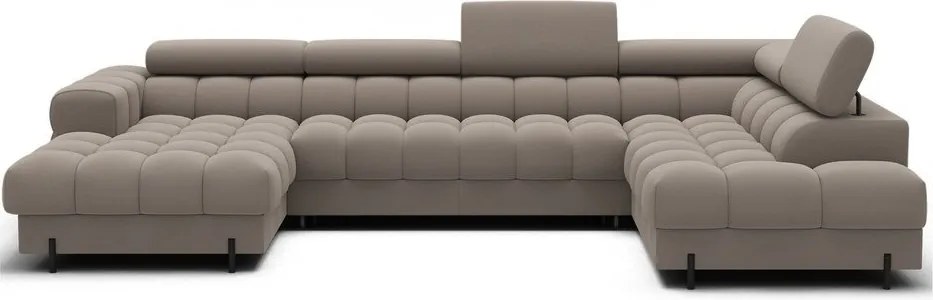 Svetlohnedá zamatová rozkladacia rohová pohovka (pravý roh/do tvaru "U") Feraria – ELTAP