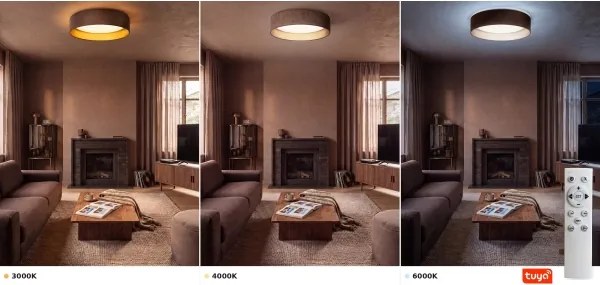 Brilagi-LED stmievateľné svietidlo VELVET SM. 24W/230V 3000-6000K pr. 45 cm hnedá/zlatá WT+DO