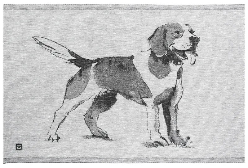 Ľanová utierka Koira 46x70, sivo-čierna