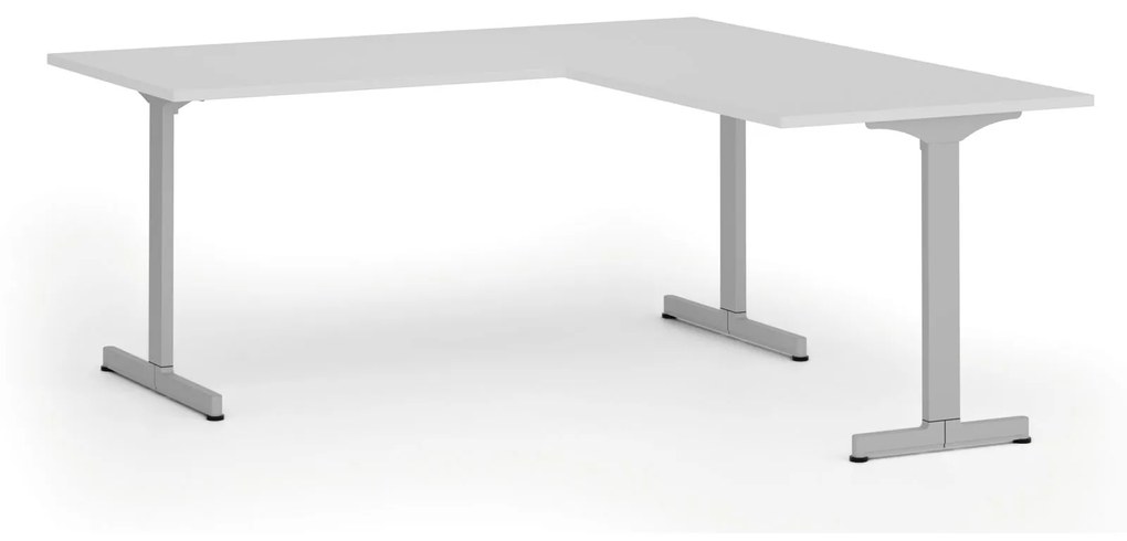 Kancelársky stôl PRIMO BETA L, 1800 x 1800 mm, sivá podnož, biela
