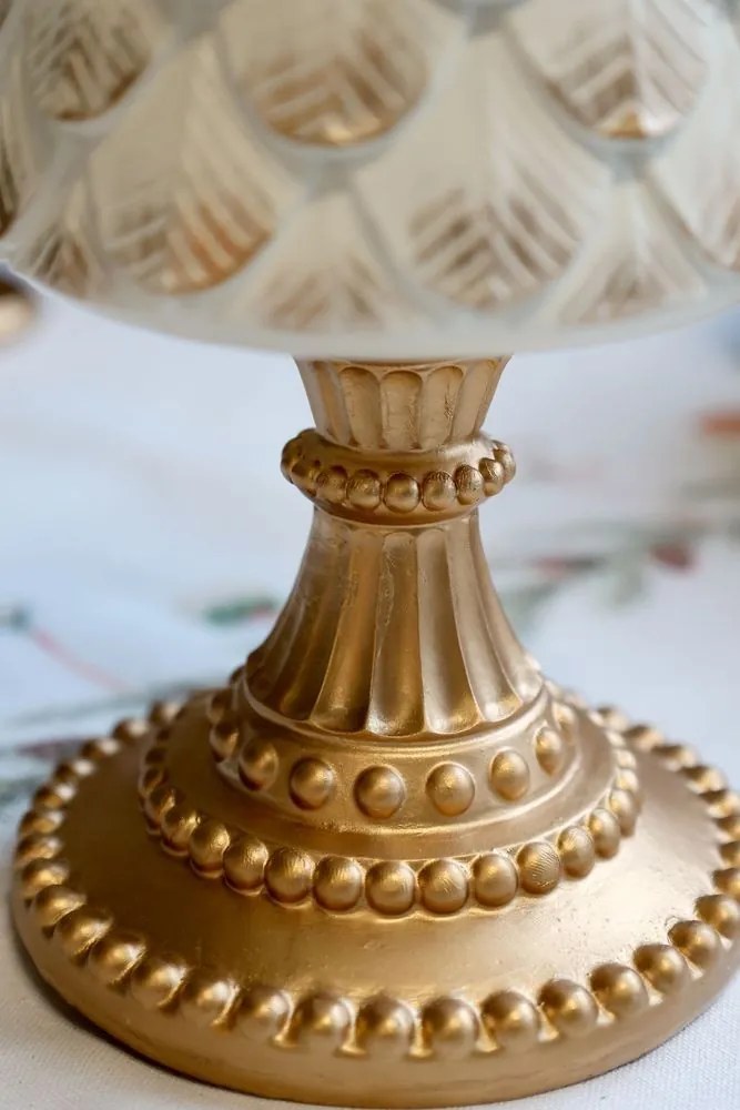 Krémovo-zlatý antik dekoračný vianočný stromček Noël - Ø 12*42 cm