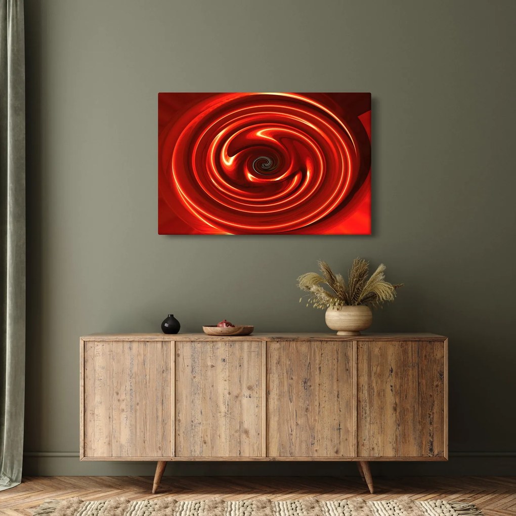 Abstraktný obraz - červená špirála (90x60 cm)