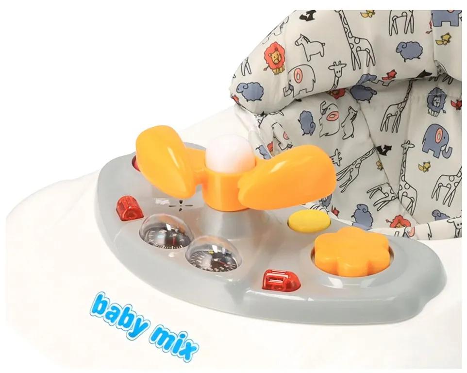 Detské chodítko Baby Mix s volantom a silikónovými kolieskami sivé