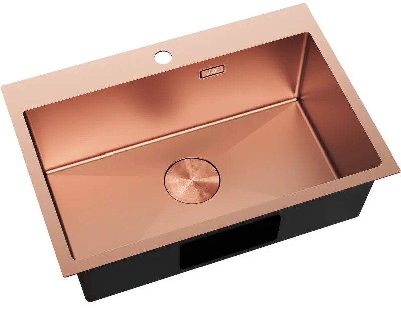 Mexen Solix, 1-komorový nerezový drez 650 x 450 mm, brúsená meď, 6403651000-65