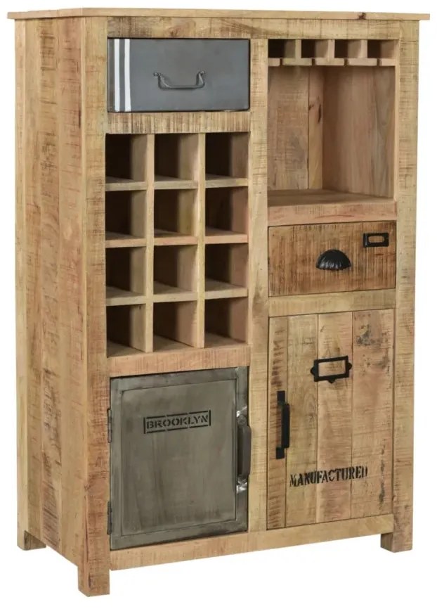 furniture-nabytek.cz - Masivní komoda Highboard Pune z mangového dřeva, lakovaná, přírodní barva – 80×43×110 cm