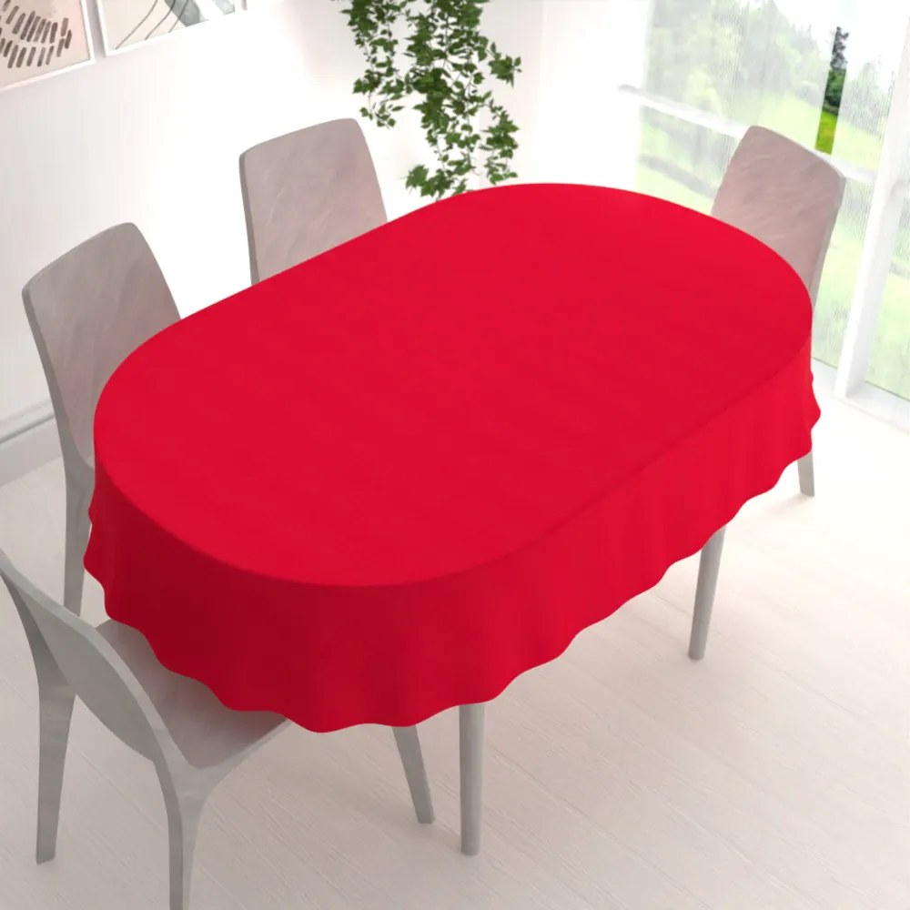 Biante Oválny bavlnený saténový obrus ST-010 Sýto červený 120x140 cm