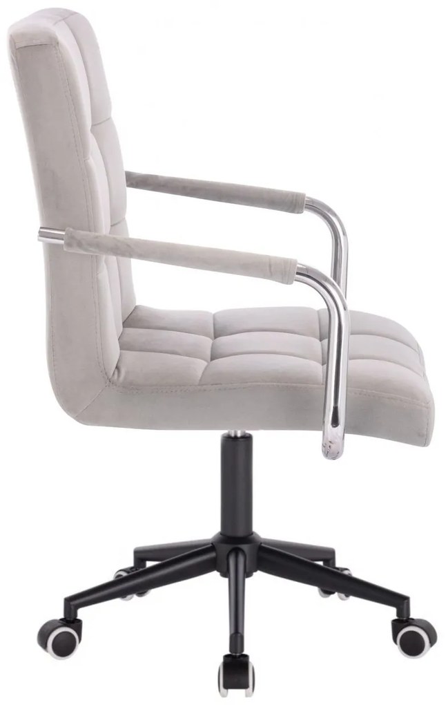 LuxuryForm DESIGN Stolička VERONA VELUR na čiernej podstave s kolieskami - svetlo šedá