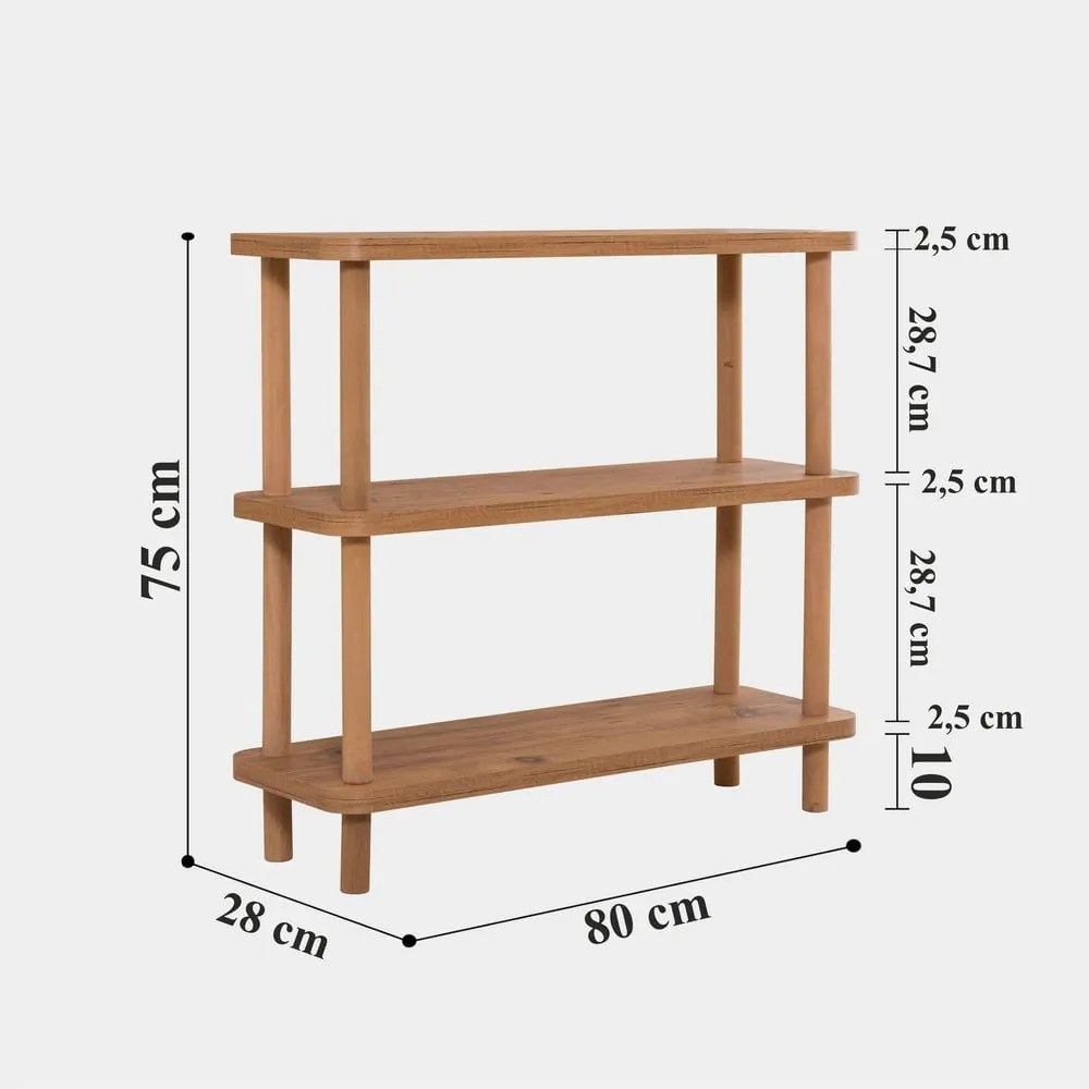 Knižnica v dekore borovice v prírodnej farbe 80x75 cm Step - Kalune Design