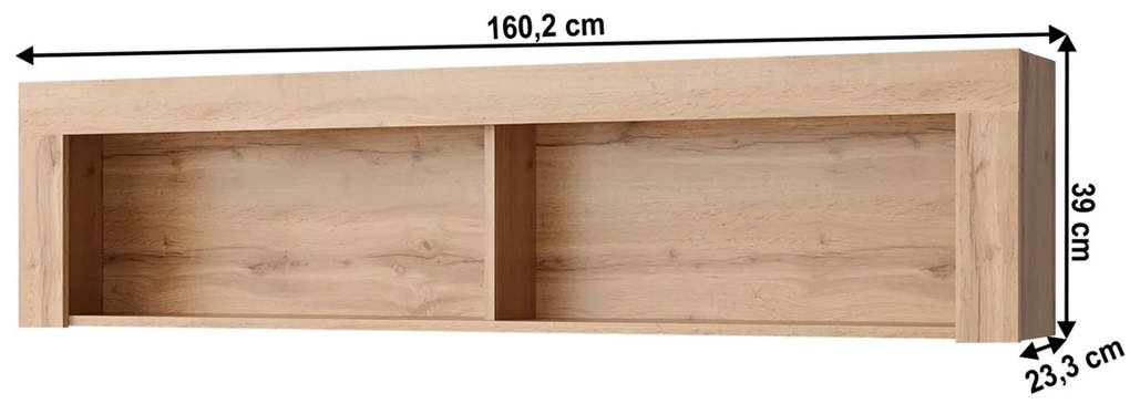 Závesná polica MORATIZ, dub Wotan