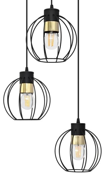 Luster na lanku STARLIGHT 3xE27/15W/230V čierna/zlatá