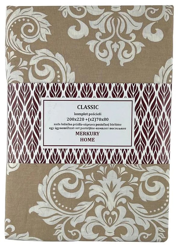 Obliečky Classic bavlna ecru/béž 220x200 + (2) 70x80 Merkury Home