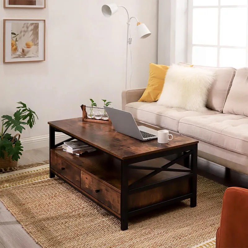 Konferenční stolek Houseland Rustic hnedý/čierny
