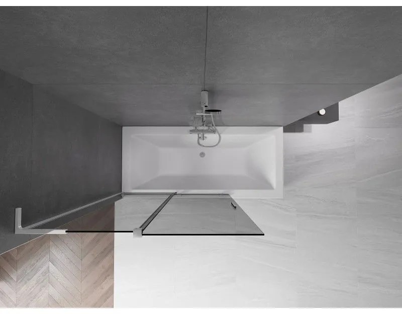 Mexen Velar L, 2-krídlová posuvná vaňová zástena 120 x 150 cm, 8mm šedé sklo, chrómový profil, 896-120-003-41-01