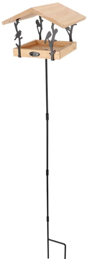 Zapichovacie kŕmidlo pre vtáky Rhi, 131,5x24,5x24,5 cm, drevo/kov, hnedá