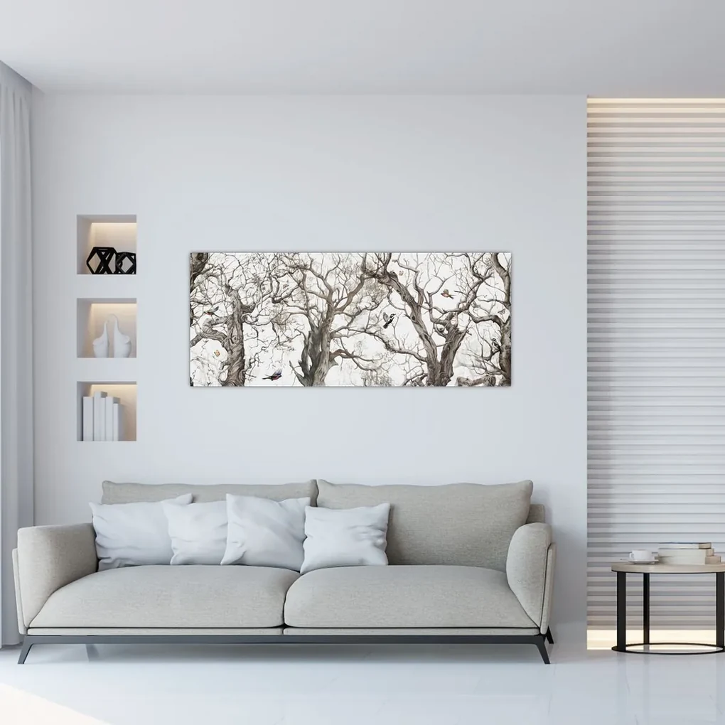 Obraz - Lesný vzor, kresba (120x50 cm)