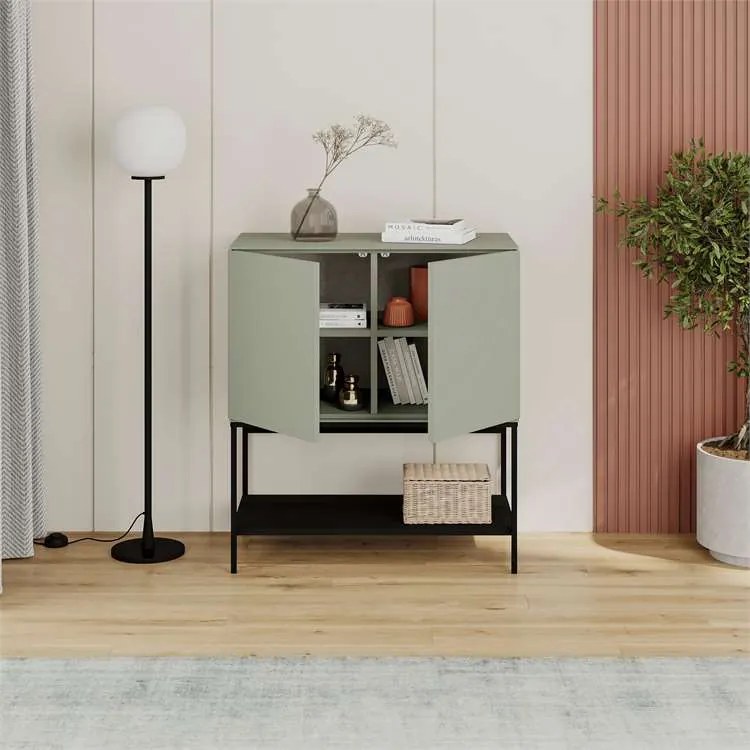 Komoda Houseland Amira 80 cm sivo-zelená