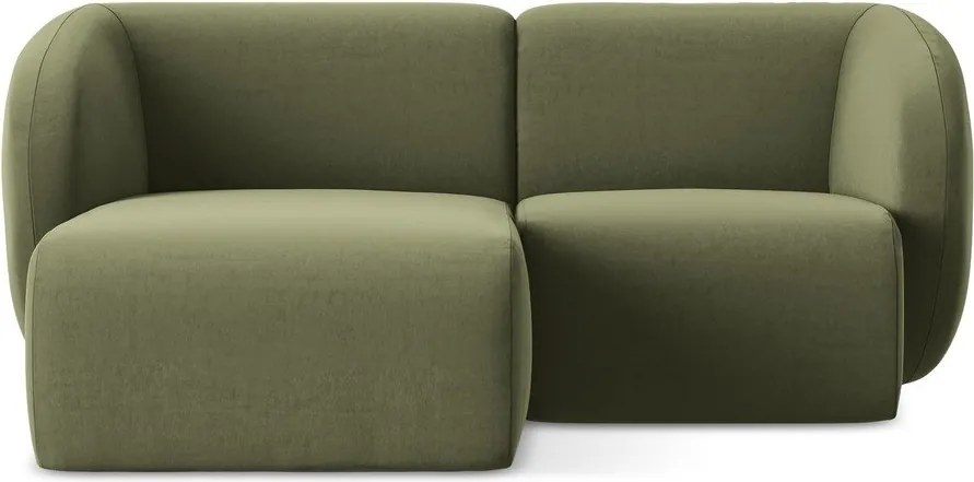 Zelená zamatová rohová pohovka (ľavý roh/s leňoškou) Lani – Makamii