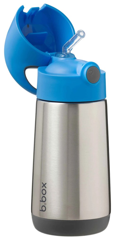 Termoska na pitie so slamkou 350 ml - modrá/sivá