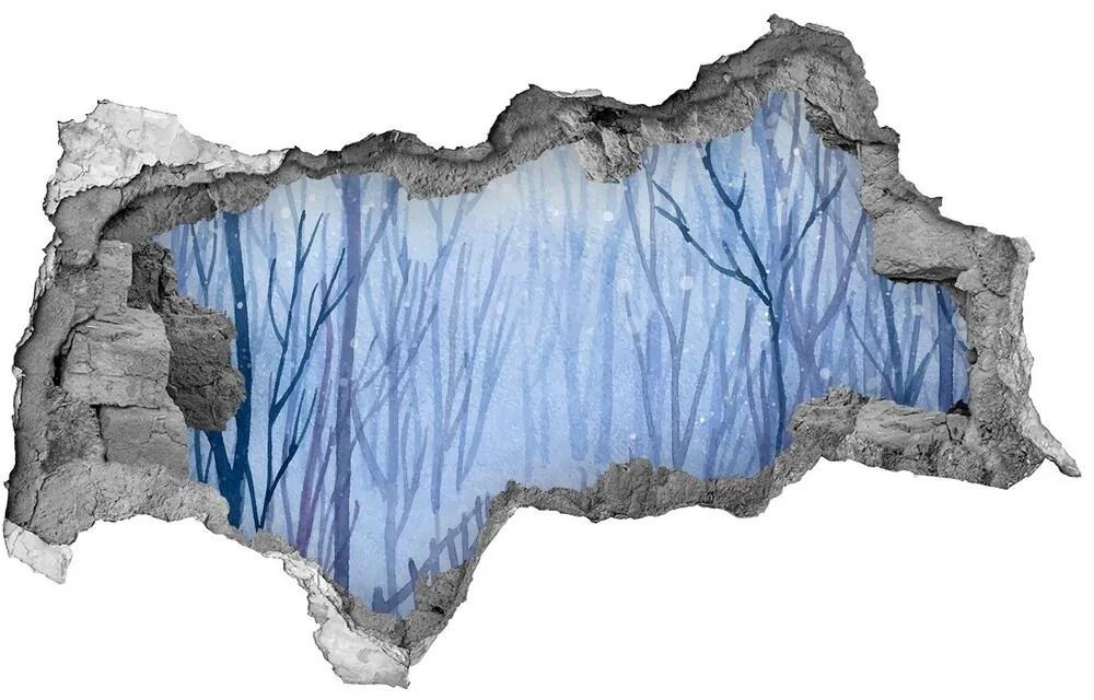 Diera 3D v stene nálepka Tehla forest v zime nd-b-122794428