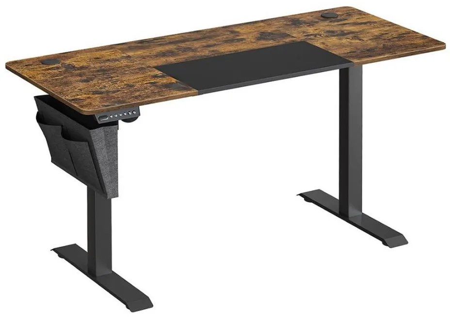 Výškovo nastaviteľný písací stôl SOLEA-X hnedo/čierny