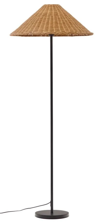 Stojacia lampa s ratanovým tienidlom v čierno-prírodnej farbe (výška 154 cm) Urania – Kave Home