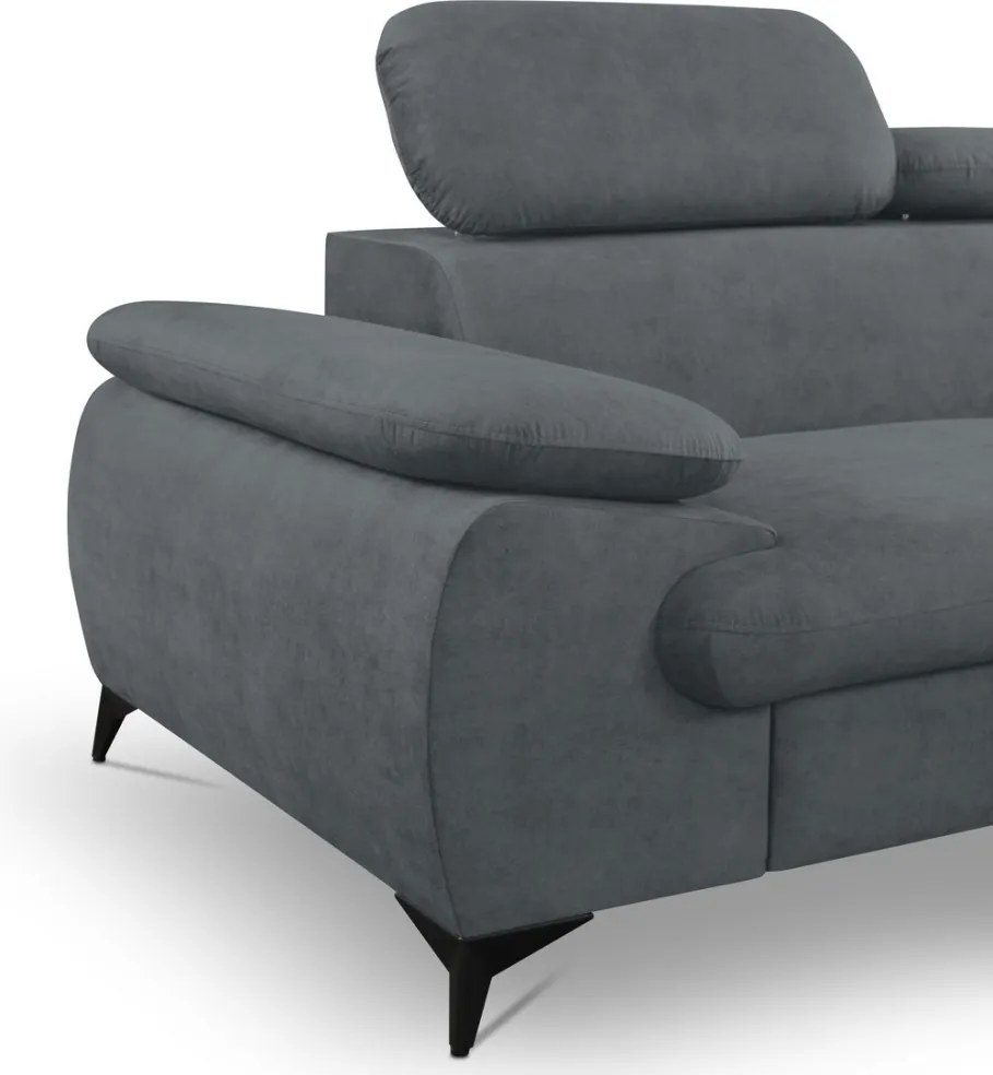 Rohová sedacia súprava Scala, ocelovo šedá látka, pravý roh