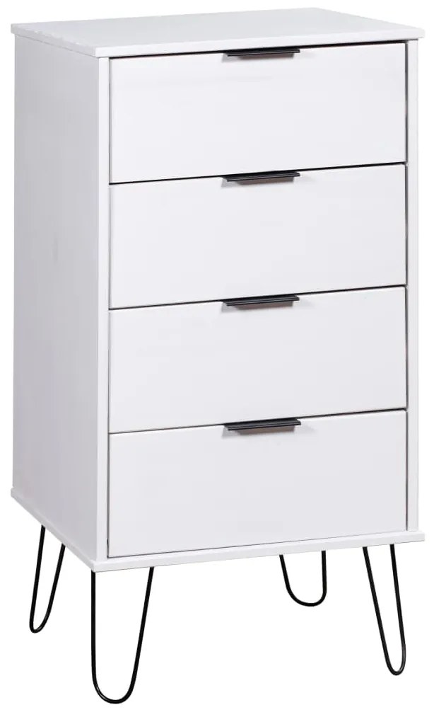 vidaXL Skrinka so zásuvkami, biela 45x39,5x90,3 cm, borovicový masív