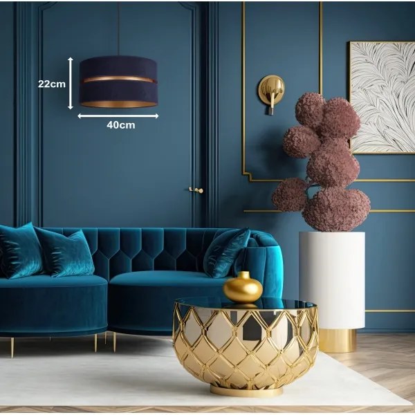 Duolla - Luster na lanku DUO 1xE27/15W/230V pr. 40 cm modrá/zlatá