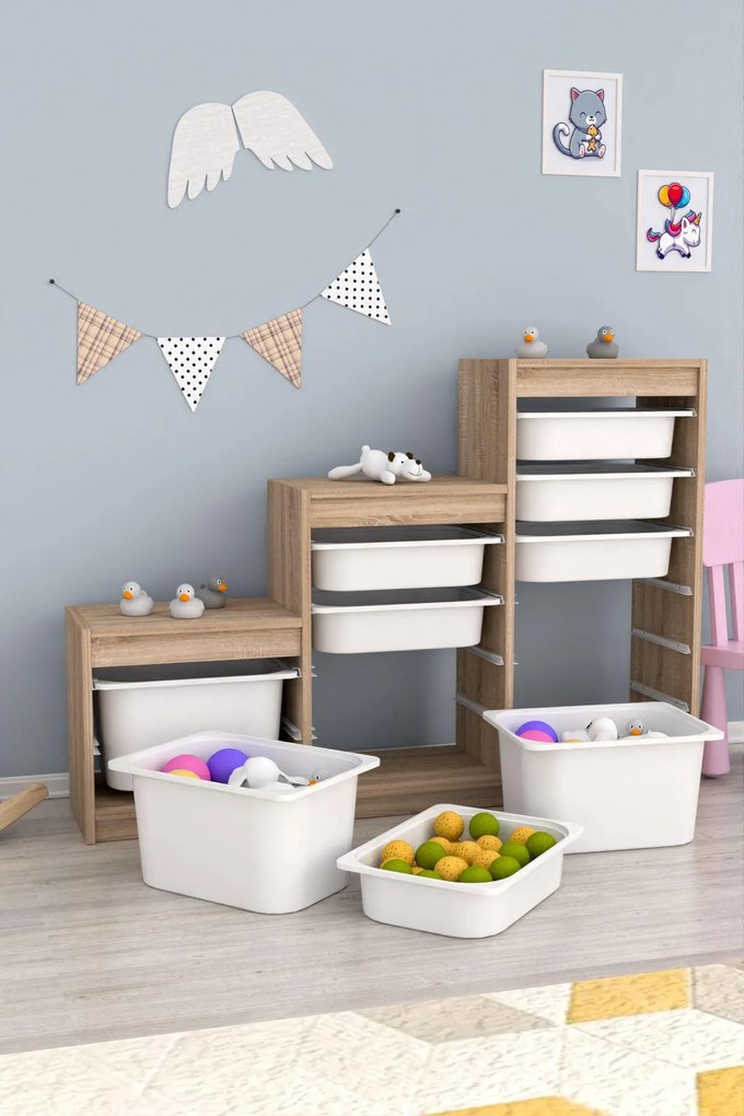 Organizér na hračky Dremonka 9 (dub sonoma + biela). Akcia -20%. Vlastná spoľahlivá doprava až k Vám domov. 1124322