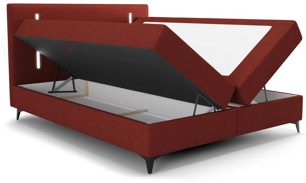 Manželská posteľ 180 cm Ortega Bonell (červená) (s roštom, s úl. priestorom) (s LED osvetlením). Vlastná spoľahlivá doprava až k Vám domov. 1082640