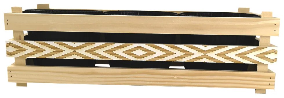 AMADEA Drevený obal s kvetináči s motívom kosoštvorcov, 47x17x15cm Český výrobok