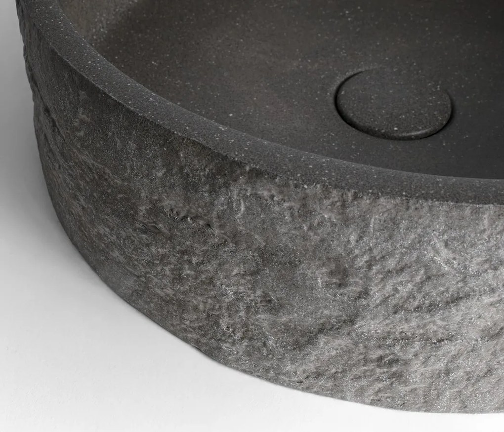 Sapho Sapho, ISPIR betónové umývadlo vrátane odtoku, 40cm, čierny granit, AR476