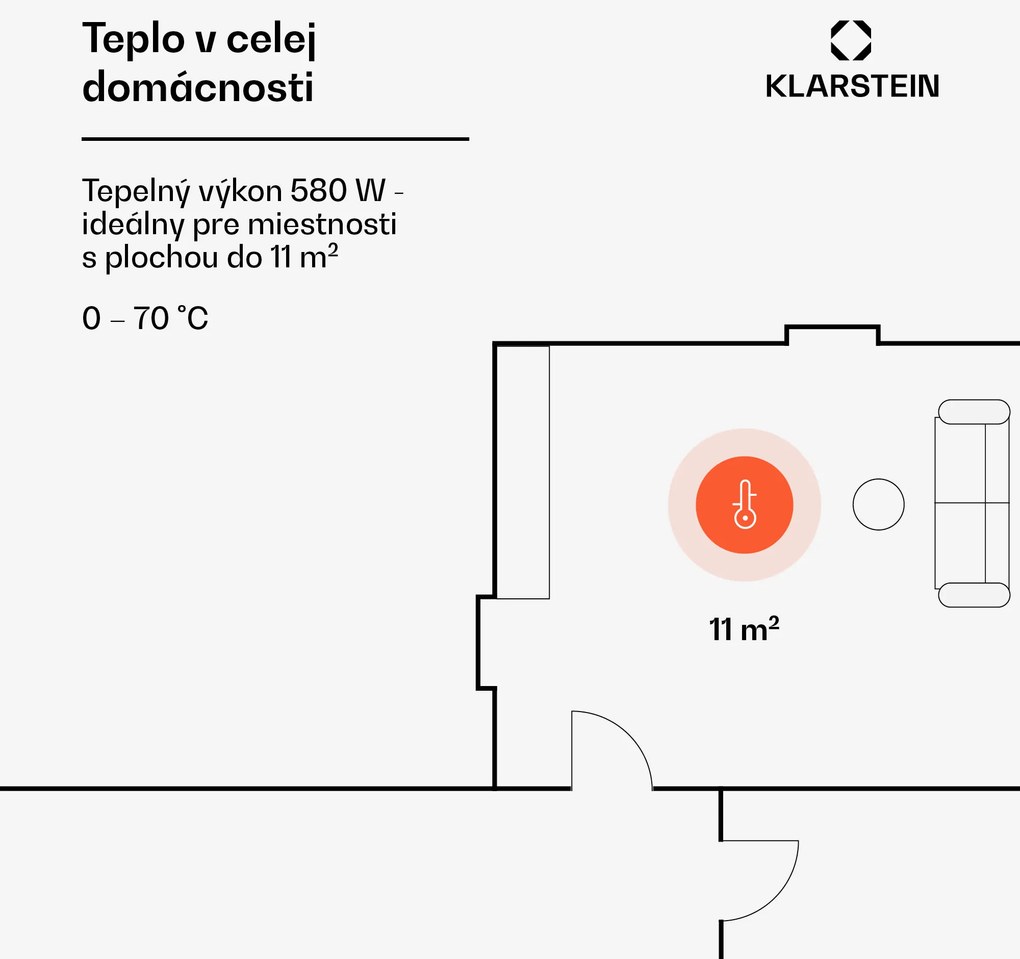 Klarstein Wonderwall Air Infinite, infračervený ohrievač, 90 x 60 cm, 580 W, na stenu, diaľkový ovládač, biely