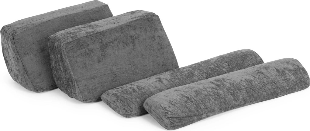 Modulárna rozkladacia pohovka pre deti veľká 2-miestna DIY 10 mäkkých vankúšov šenilová látka - sivá ECOTOYS