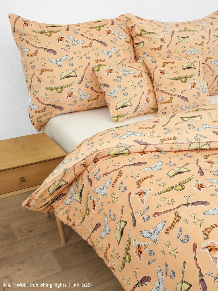 Predĺžené obliečky mikroplyš Harry Potter - Marhuľová