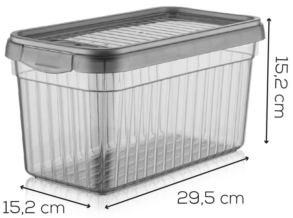 Sada 3 ks potravinových boxů BONNIE antracitová