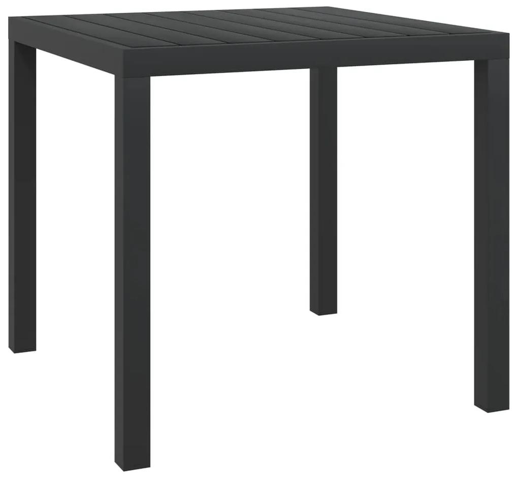 Záhradný stôl, čierny 80x80x74 cm, hliník a WPC