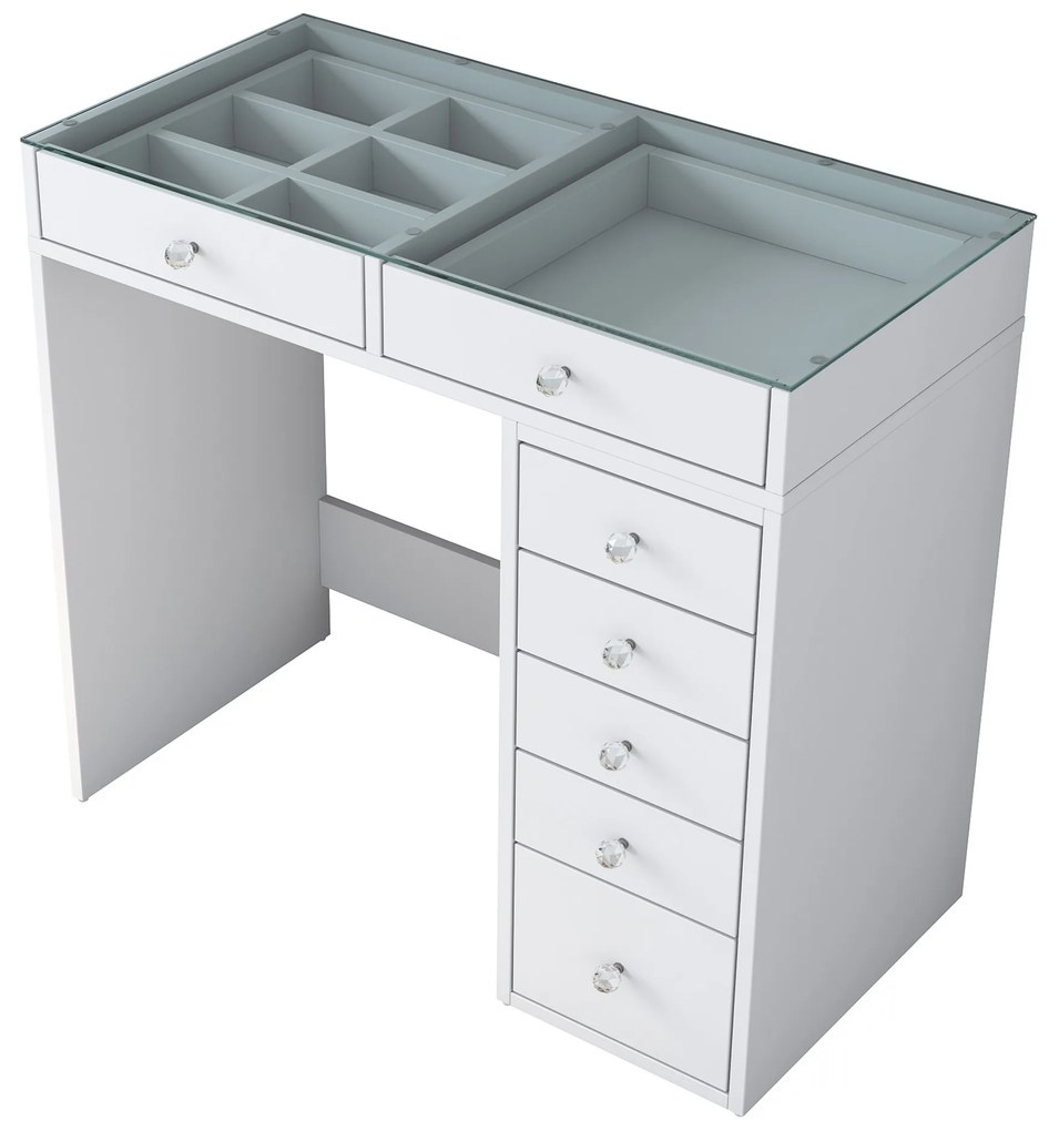 Toaletný stolík Melissa 02 biely/číry