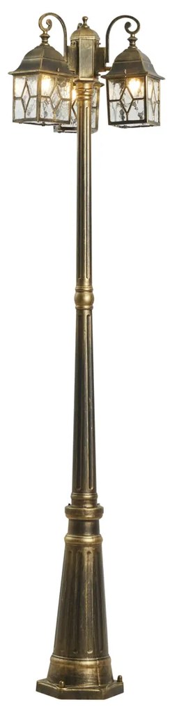 Klasická vonkajšia lampa antické zlato s čírym sklom 198 cm IP44 - London