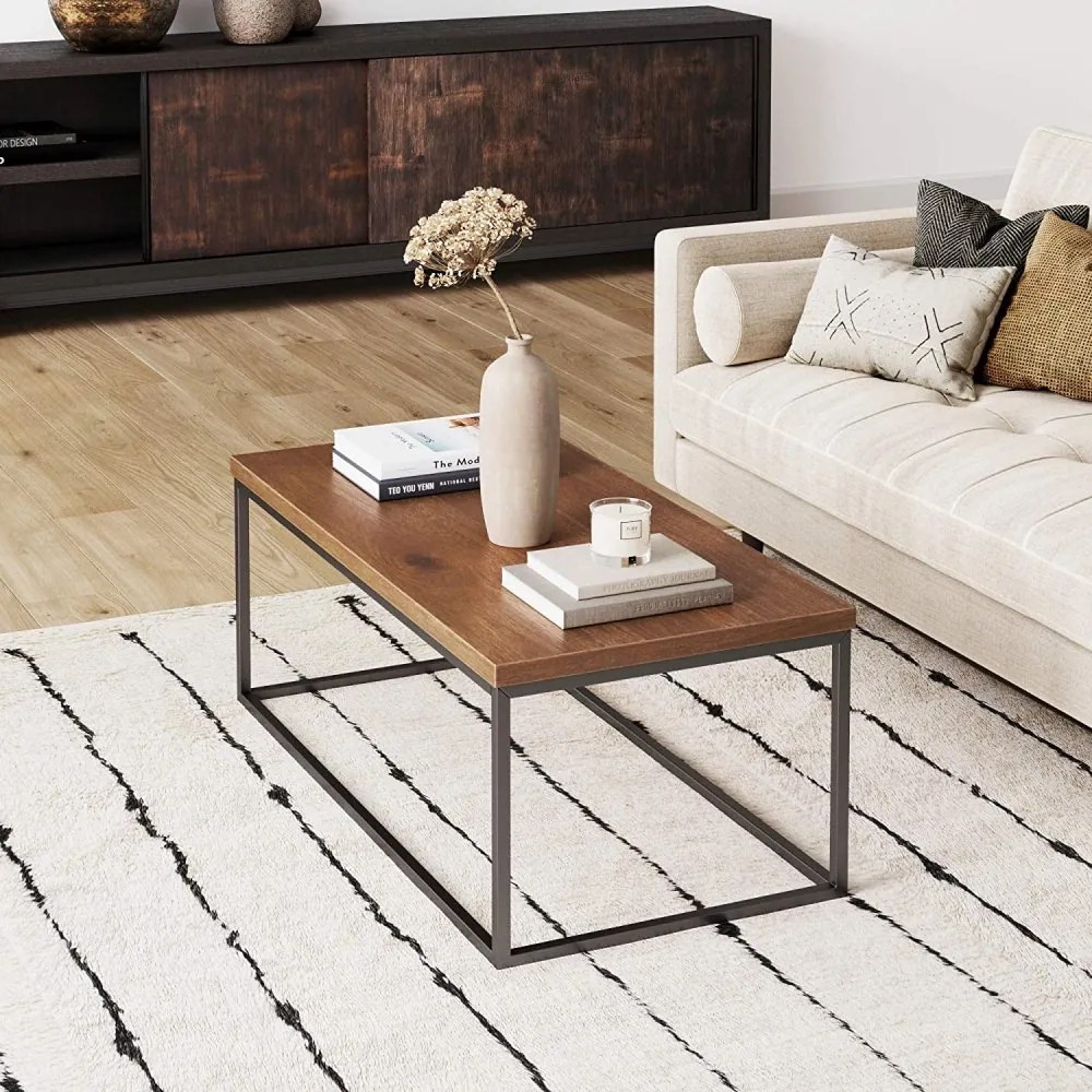 Moderný konferenčný stolík z MDF a kovu 100 x 55 cm