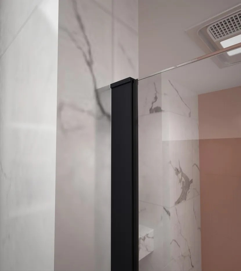 Erga Paris, sprchová zástena Walk-In 130x200 cm, 8mm číre sklo, čierny profil, ERG-V02-PARIS-130x200-CL-BK