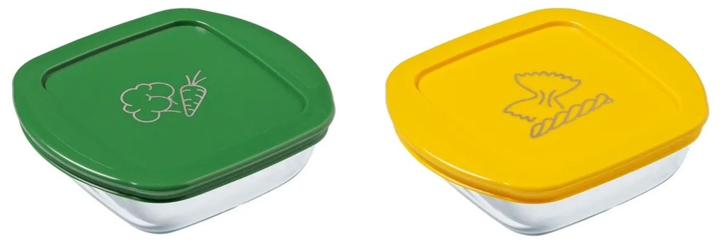 Pyrex Sada sklenených dóz čtvercových 2 ks, 0,3 l