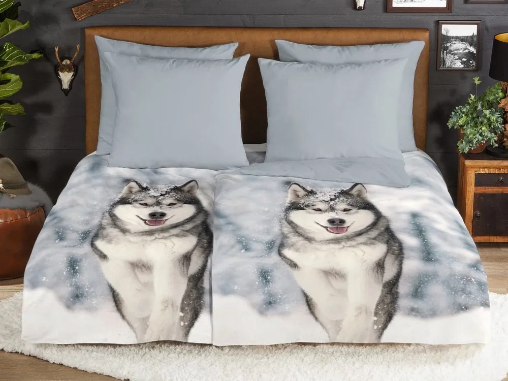 Good Morning Flanelová obliečka Good Morning 30119 Husky 140x200/70x90 cm