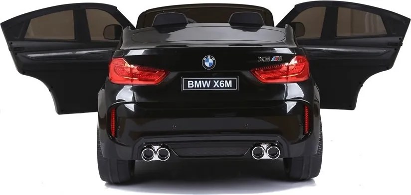 LEAN CARS Elektrické autíčko BMW X6M pre deti čierne lakované LED MP3