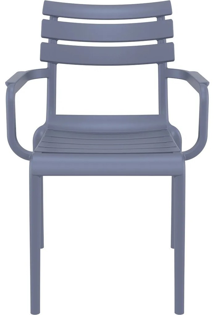 PARIS záhradná stolička s podrúčkami dark grey