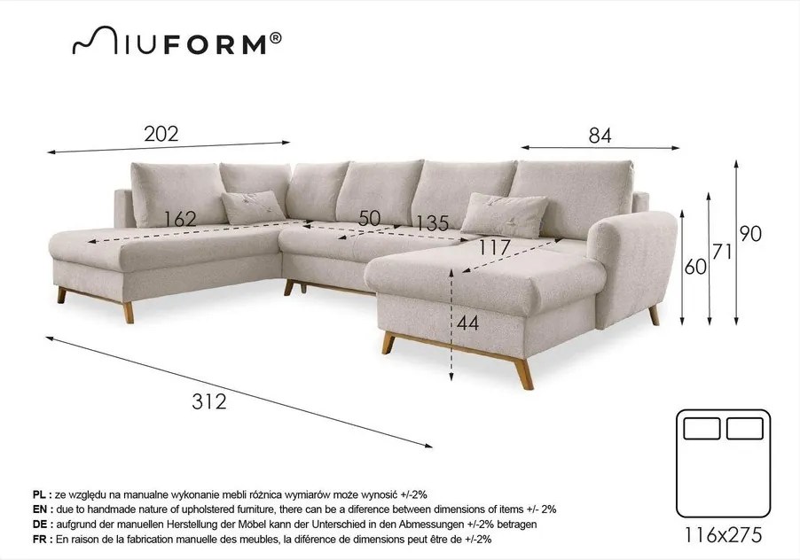 Béžová rozkladacia pohovka do "U" Miuform Scandic Lagom, ľavý roh